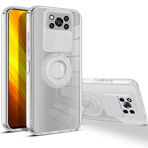 Xiaomi Poco X3 Pro用極薄ソフトケース シリコンケース 耐衝撃 全面保護 クリア透明 スタンド Xiaomi ホワイト