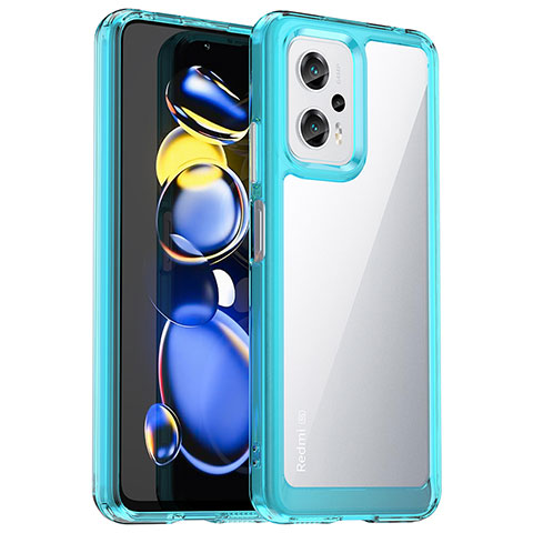 Xiaomi Poco X4 GT 5G用ハイブリットバンパーケース クリア透明 プラスチック カバー J01S Xiaomi ブルー