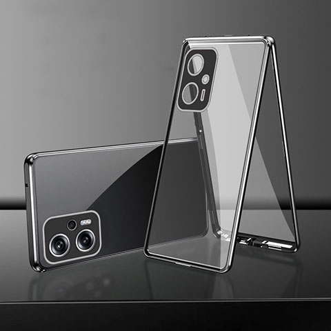 Xiaomi Poco X4 GT 5G用ケース 高級感 手触り良い アルミメタル 製の金属製 360度 フルカバーバンパー 鏡面 カバー Xiaomi ブラック