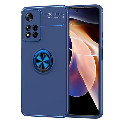 Xiaomi Poco X4 NFC用極薄ソフトケース シリコンケース 耐衝撃 全面保護 アンド指輪 マグネット式 バンパー SD1 Xiaomi ネイビー