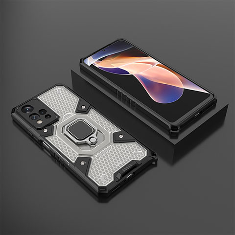 Xiaomi Poco X4 NFC用ハイブリットバンパーケース プラスチック アンド指輪 マグネット式 KC4 Xiaomi ブラック