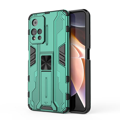 Xiaomi Poco X4 NFC用ハイブリットバンパーケース スタンド プラスチック 兼シリコーン カバー マグネット式 KC2 Xiaomi グレー