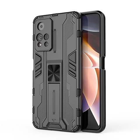 Xiaomi Poco X4 NFC用ハイブリットバンパーケース スタンド プラスチック 兼シリコーン カバー マグネット式 KC2 Xiaomi ブラック