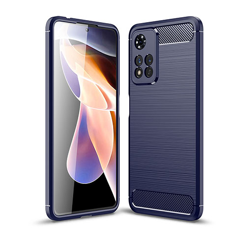 Xiaomi Poco X4 NFC用シリコンケース ソフトタッチラバー ライン カバー Xiaomi ネイビー