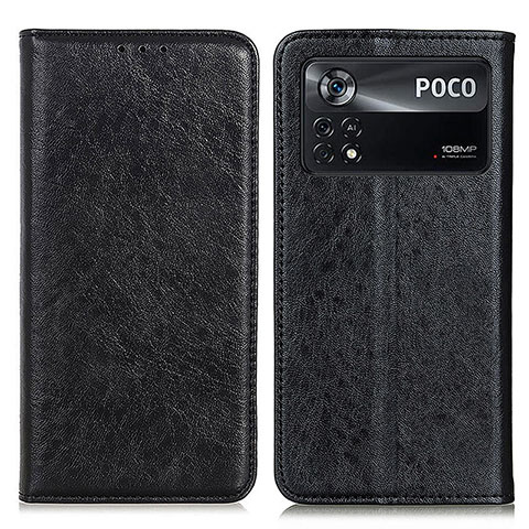 Xiaomi Poco X4 Pro 5G用手帳型 レザーケース スタンド カバー K01Z Xiaomi ブラック