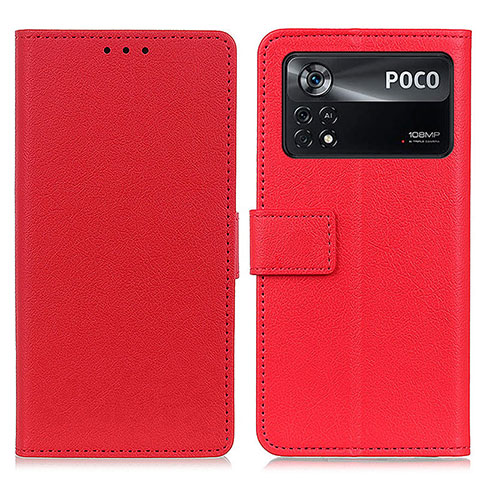 Xiaomi Poco X4 Pro 5G用手帳型 レザーケース スタンド カバー M08L Xiaomi レッド