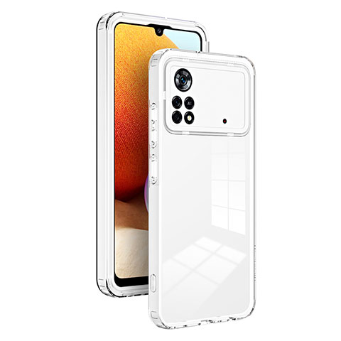 Xiaomi Poco X4 Pro 5G用ハイブリットバンパーケース クリア透明 プラスチック 鏡面 カバー H01P Xiaomi ホワイト