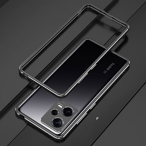 Xiaomi Poco X5 5G用ケース 高級感 手触り良い アルミメタル 製の金属製 バンパー カバー S01 Xiaomi ブラック