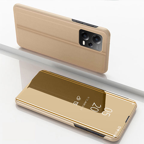 Xiaomi Poco X5 5G用手帳型 レザーケース スタンド 鏡面 カバー Xiaomi ゴールド