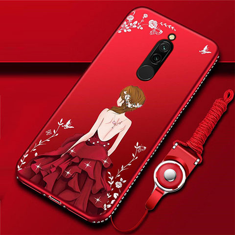 Xiaomi Redmi 8用シリコンケース ソフトタッチラバー バタフライ ドレスガール ドレス少女 カバー Xiaomi レッド