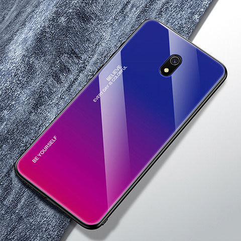 Xiaomi Redmi 8A用ハイブリットバンパーケース プラスチック 鏡面 虹 グラデーション 勾配色 カバー Xiaomi パープル