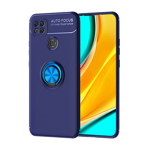 Xiaomi Redmi 9 Activ用極薄ソフトケース シリコンケース 耐衝撃 全面保護 アンド指輪 マグネット式 バンパー SD1 Xiaomi ネイビー