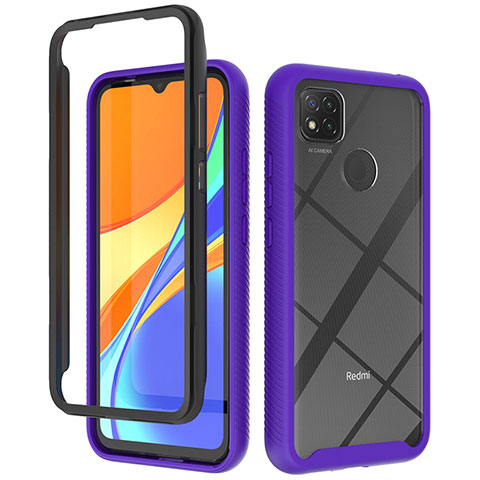 Xiaomi Redmi 9 Activ用360度 フルカバー ハイブリットバンパーケース クリア透明 プラスチック カバー ZJ4 Xiaomi パープル