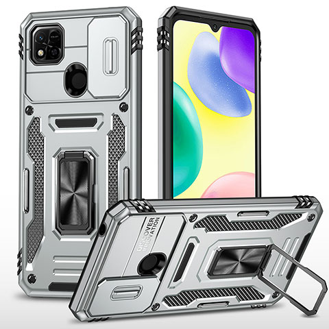 Xiaomi Redmi 9 Activ用ハイブリットバンパーケース プラスチック アンド指輪 マグネット式 MQ4 Xiaomi シルバー