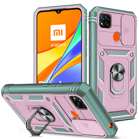 Xiaomi Redmi 9 Activ用ハイブリットバンパーケース プラスチック アンド指輪 マグネット式 MQ5 Xiaomi ローズレッド