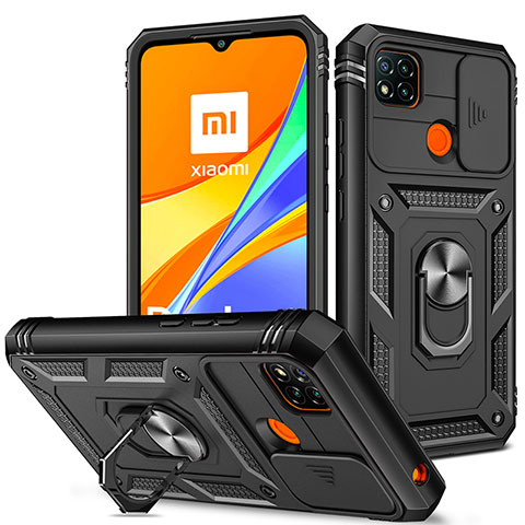 Xiaomi Redmi 9 Activ用ハイブリットバンパーケース プラスチック アンド指輪 マグネット式 MQ5 Xiaomi ブラック