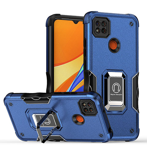 Xiaomi Redmi 9 Activ用ハイブリットバンパーケース プラスチック アンド指輪 マグネット式 QW1 Xiaomi ネイビー