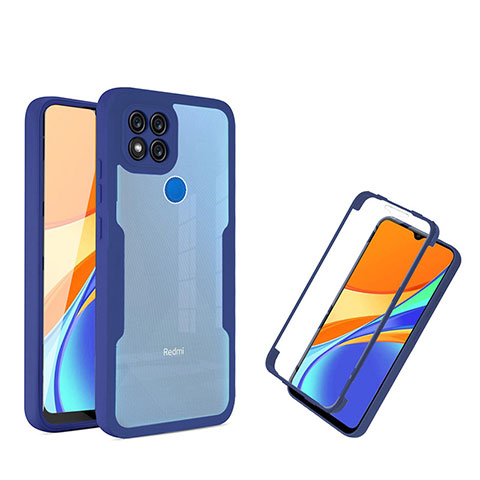 Xiaomi Redmi 9 Activ用360度 フルカバー ハイブリットバンパーケース クリア透明 プラスチック カバー MJ1 Xiaomi ネイビー