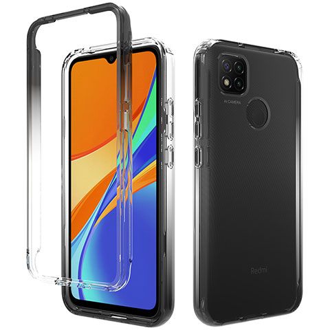 Xiaomi Redmi 9 Activ用前面と背面 360度 フルカバー 極薄ソフトケース シリコンケース 耐衝撃 全面保護 バンパー 勾配色 透明 Xiaomi ネイビー