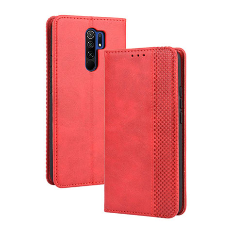 Xiaomi Redmi 9用手帳型 レザーケース スタンド カバー BY4 Xiaomi レッド