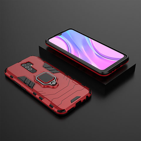 Xiaomi Redmi 9用ハイブリットバンパーケース プラスチック アンド指輪 マグネット式 KC1 Xiaomi レッド