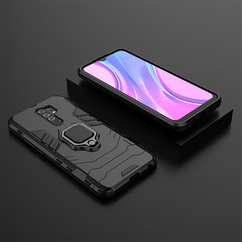 Xiaomi Redmi 9用ハイブリットバンパーケース プラスチック アンド指輪 マグネット式 KC1 Xiaomi ブラック