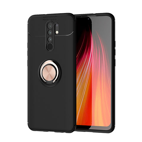 Xiaomi Redmi 9用極薄ソフトケース シリコンケース 耐衝撃 全面保護 アンド指輪 マグネット式 バンパー SD1 Xiaomi ゴールド・ブラック