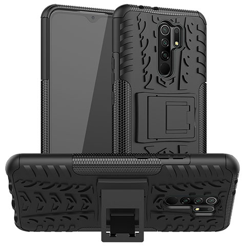 Xiaomi Redmi 9用ハイブリットバンパーケース スタンド プラスチック 兼シリコーン カバー JX1 Xiaomi ブラック