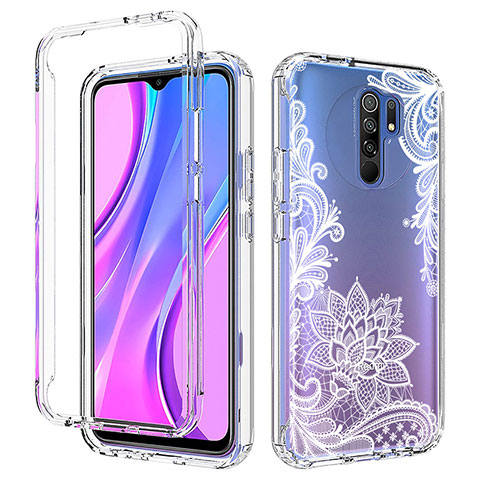 Xiaomi Redmi 9用前面と背面 360度 フルカバー 極薄ソフトケース シリコンケース 耐衝撃 全面保護 バンパー 透明 Xiaomi ホワイト