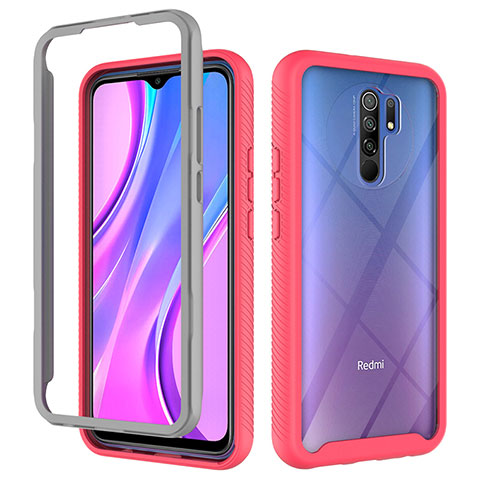 Xiaomi Redmi 9用360度 フルカバー ハイブリットバンパーケース クリア透明 プラスチック カバー ZJ4 Xiaomi ローズレッド