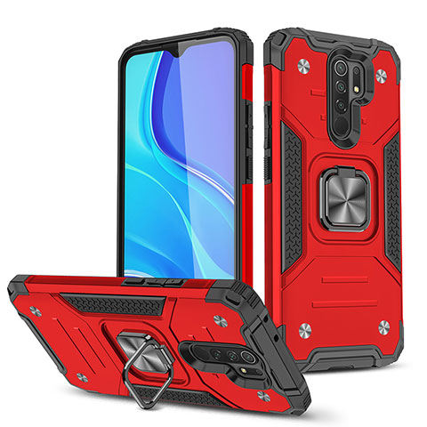 Xiaomi Redmi 9用ハイブリットバンパーケース プラスチック アンド指輪 マグネット式 MQ1 Xiaomi レッド