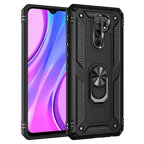 Xiaomi Redmi 9用ハイブリットバンパーケース プラスチック アンド指輪 マグネット式 MQ3 Xiaomi ブラック