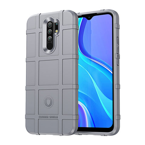 Xiaomi Redmi 9用360度 フルカバー極薄ソフトケース シリコンケース 耐衝撃 全面保護 バンパー J01S Xiaomi グレー