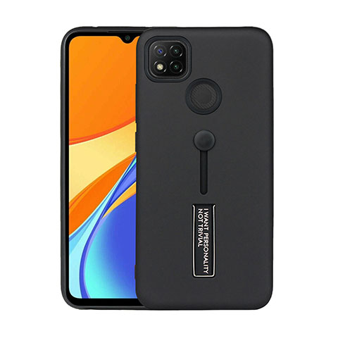 Xiaomi Redmi 9 India用ハイブリットバンパーケース スタンド プラスチック 兼シリコーン カバー A03 Xiaomi ブラック