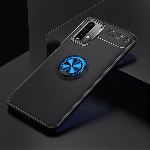 Xiaomi Redmi 9 Power用極薄ソフトケース シリコンケース 耐衝撃 全面保護 アンド指輪 マグネット式 バンパー SD2 Xiaomi ネイビー・ブラック