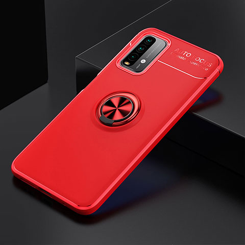 Xiaomi Redmi 9 Power用極薄ソフトケース シリコンケース 耐衝撃 全面保護 アンド指輪 マグネット式 バンパー SD2 Xiaomi レッド