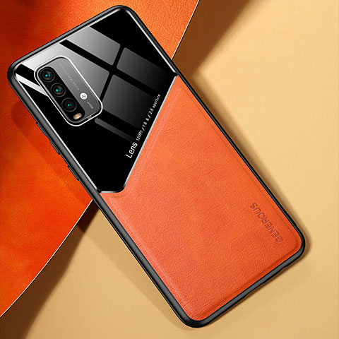 Xiaomi Redmi 9 Power用シリコンケース ソフトタッチラバー レザー柄 アンドマグネット式 Xiaomi オレンジ