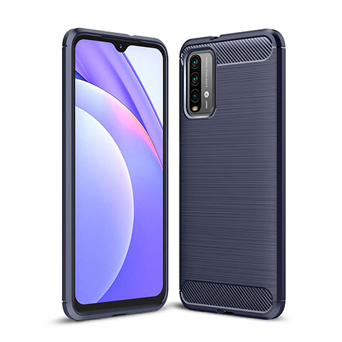 Xiaomi Redmi 9 Power用シリコンケース ソフトタッチラバー ライン カバー Xiaomi ネイビー