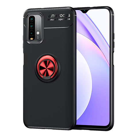 Xiaomi Redmi 9 Power用極薄ソフトケース シリコンケース 耐衝撃 全面保護 アンド指輪 マグネット式 バンパー SD1 Xiaomi レッド・ブラック