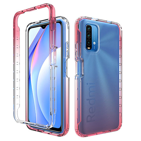 Xiaomi Redmi 9 Power用前面と背面 360度 フルカバー 極薄ソフトケース シリコンケース 耐衝撃 全面保護 バンパー 勾配色 透明 Xiaomi レッド