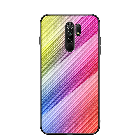 Xiaomi Redmi 9 Prime India用ハイブリットバンパーケース プラスチック 鏡面 虹 グラデーション 勾配色 カバー LS2 Xiaomi ピンク