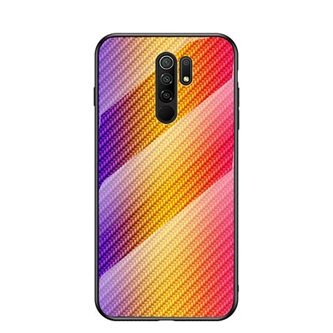 Xiaomi Redmi 9 Prime India用ハイブリットバンパーケース プラスチック 鏡面 虹 グラデーション 勾配色 カバー LS2 Xiaomi オレンジ