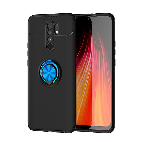 Xiaomi Redmi 9 Prime India用極薄ソフトケース シリコンケース 耐衝撃 全面保護 アンド指輪 マグネット式 バンパー SD1 Xiaomi ネイビー・ブラック