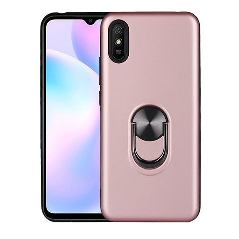 Xiaomi Redmi 9A用極薄ソフトケース シリコンケース 耐衝撃 全面保護 アンド指輪 マグネット式 バンパー T03 Xiaomi ローズゴールド