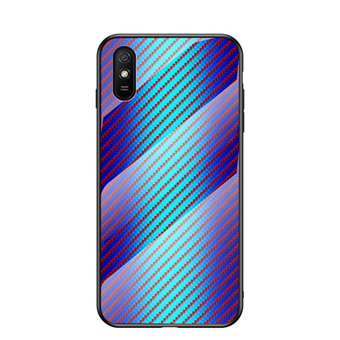 Xiaomi Redmi 9A用ハイブリットバンパーケース プラスチック 鏡面 虹 グラデーション 勾配色 カバー LS2 Xiaomi ネイビー