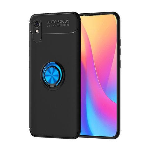 Xiaomi Redmi 9A用極薄ソフトケース シリコンケース 耐衝撃 全面保護 アンド指輪 マグネット式 バンパー SD1 Xiaomi ネイビー・ブラック