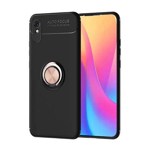 Xiaomi Redmi 9A用極薄ソフトケース シリコンケース 耐衝撃 全面保護 アンド指輪 マグネット式 バンパー SD1 Xiaomi ゴールド・ブラック