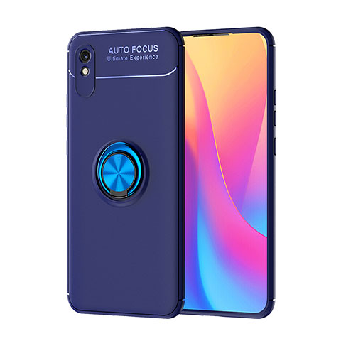 Xiaomi Redmi 9A用極薄ソフトケース シリコンケース 耐衝撃 全面保護 アンド指輪 マグネット式 バンパー SD1 Xiaomi ネイビー