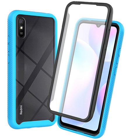 Xiaomi Redmi 9A用360度 フルカバー ハイブリットバンパーケース クリア透明 プラスチック カバー ZJ3 Xiaomi ブルー