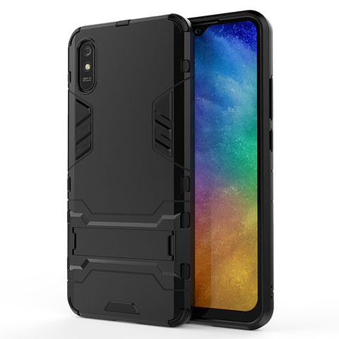 Xiaomi Redmi 9A用ハイブリットバンパーケース スタンド プラスチック 兼シリコーン カバー KC2 Xiaomi ブラック